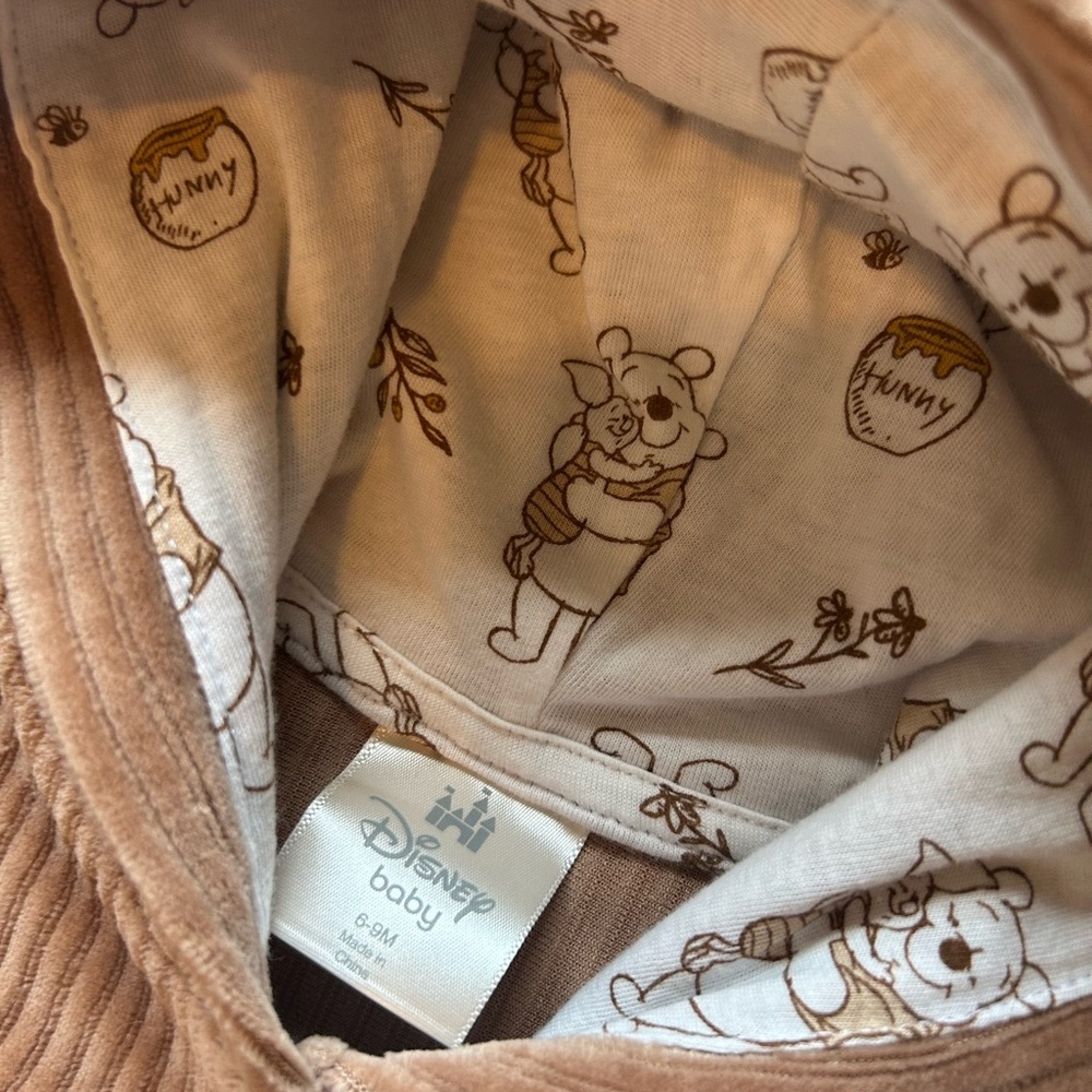 Disney Baby Winnie the Pooh Hooded Jacket Brown Corduroy 6–9M NWOT - Picture 6 of 6